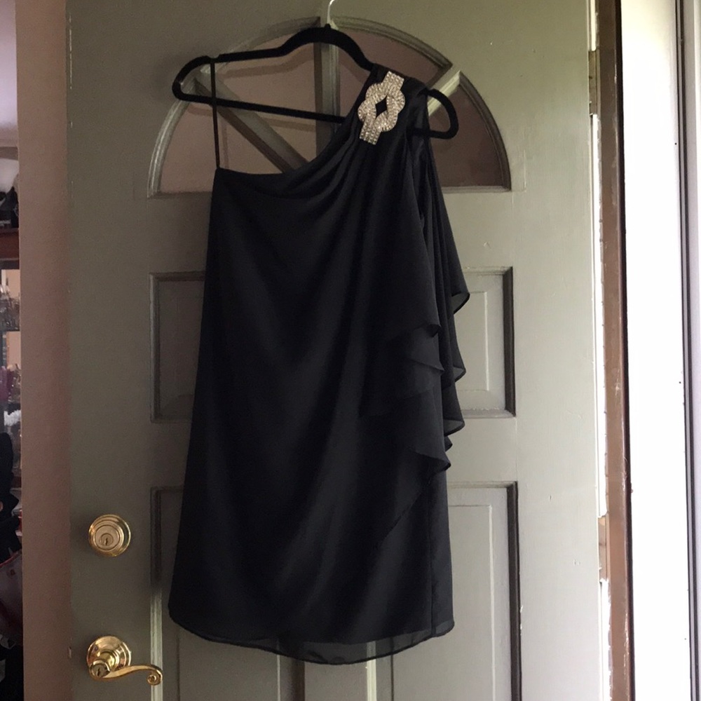 Asymmetrical black formal dress